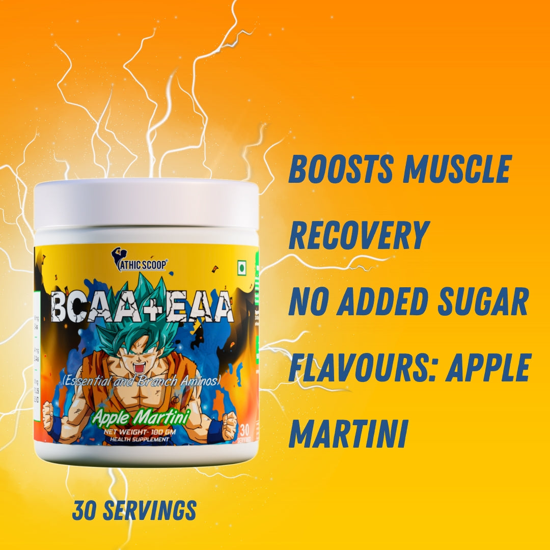 Athic Scoop BCAA + EAA | Apple Martini Flavours | 30 Servings with Free T- Shirt