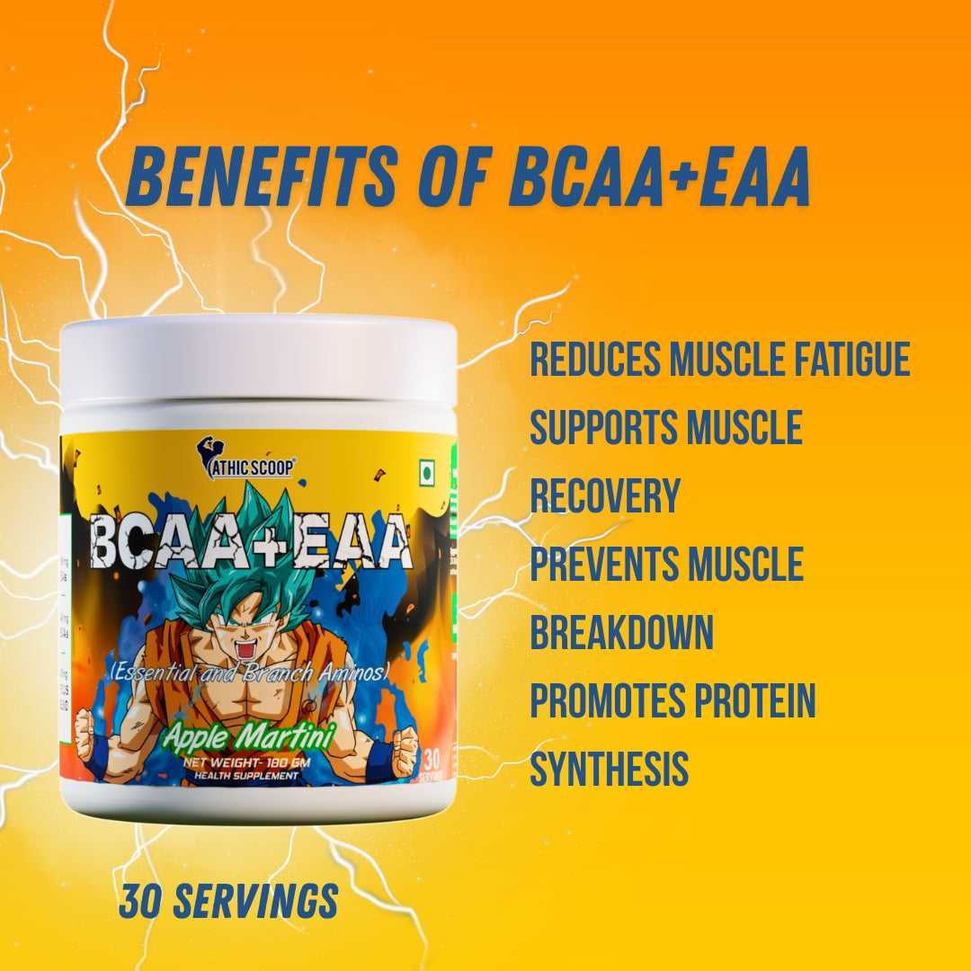 Athic Scoop BCAA + EAA | Apple Martini Flavours | 30 Servings with Free T- Shirt