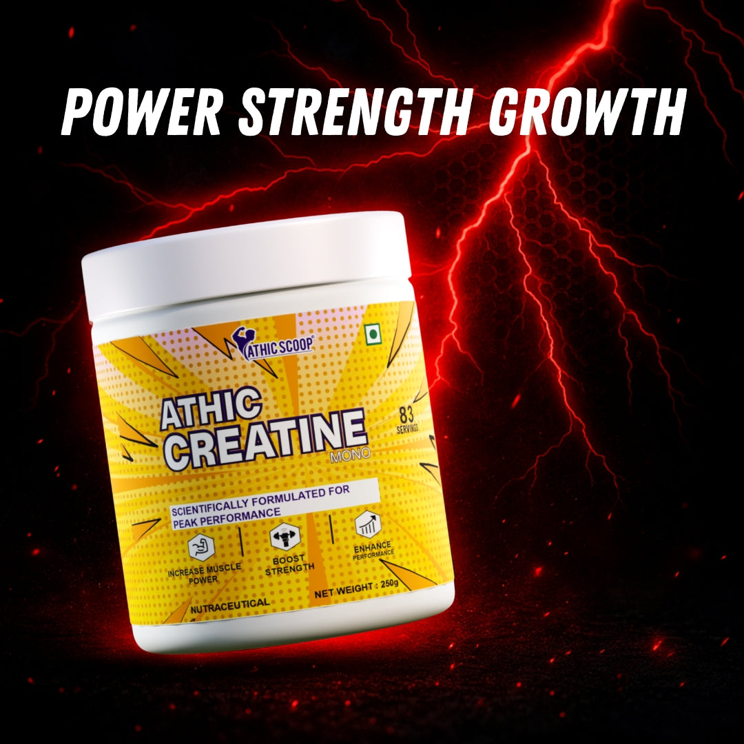 Athic Scoop Creatine Monohydrate | 250g | 83 Servings with Free Shaker