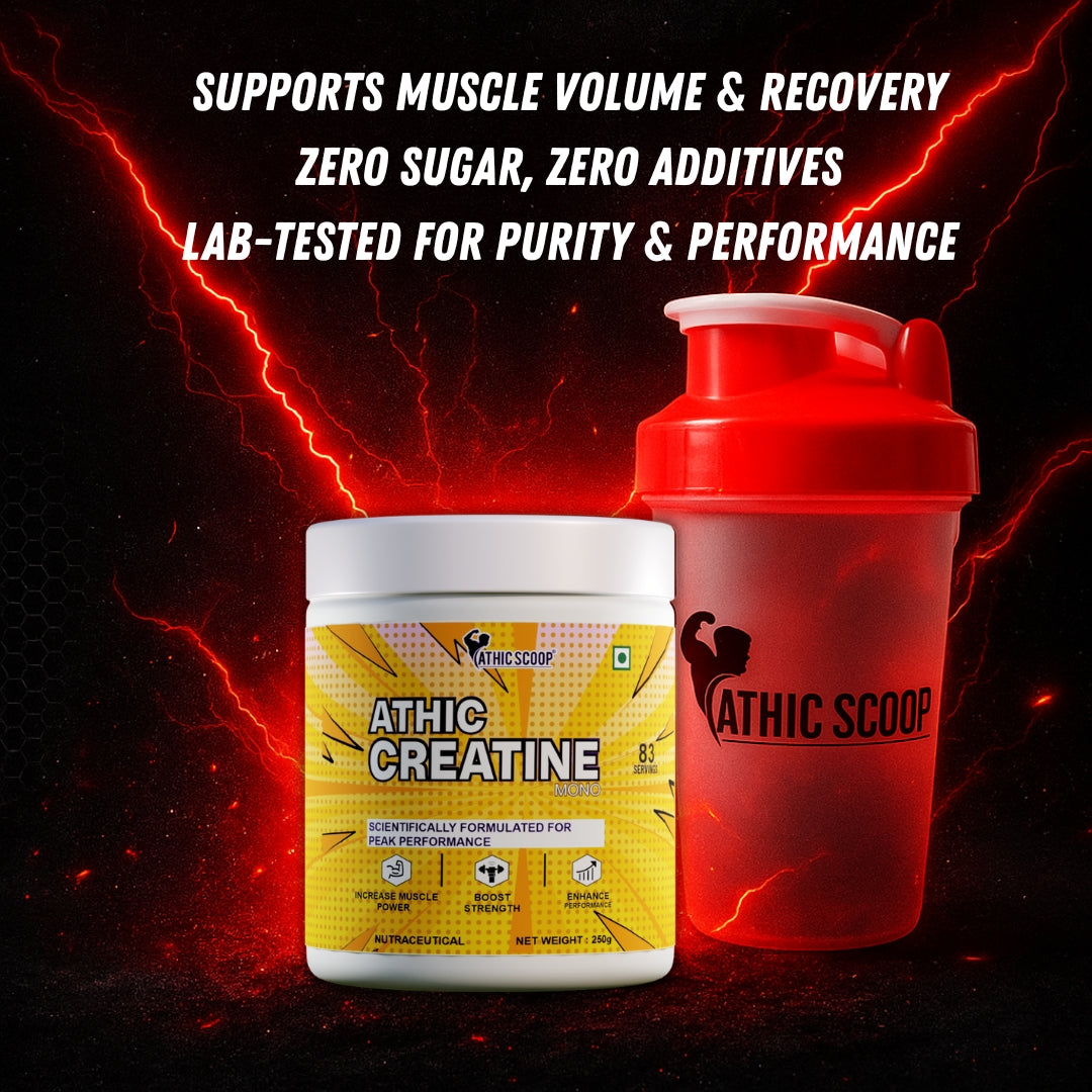 Athic Scoop Creatine Monohydrate | 250g | 83 Servings with Free Shaker