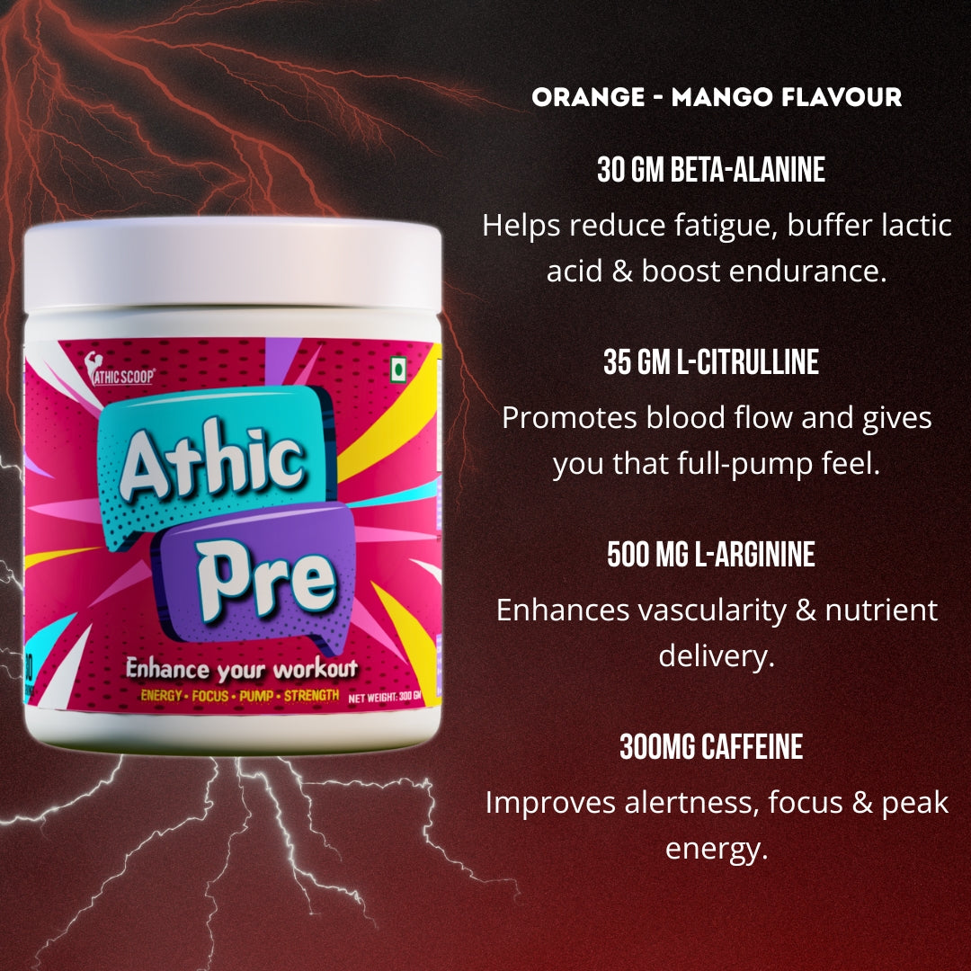 Athic Scoop Pre-Workout | 30 Servings with Free T-shirt