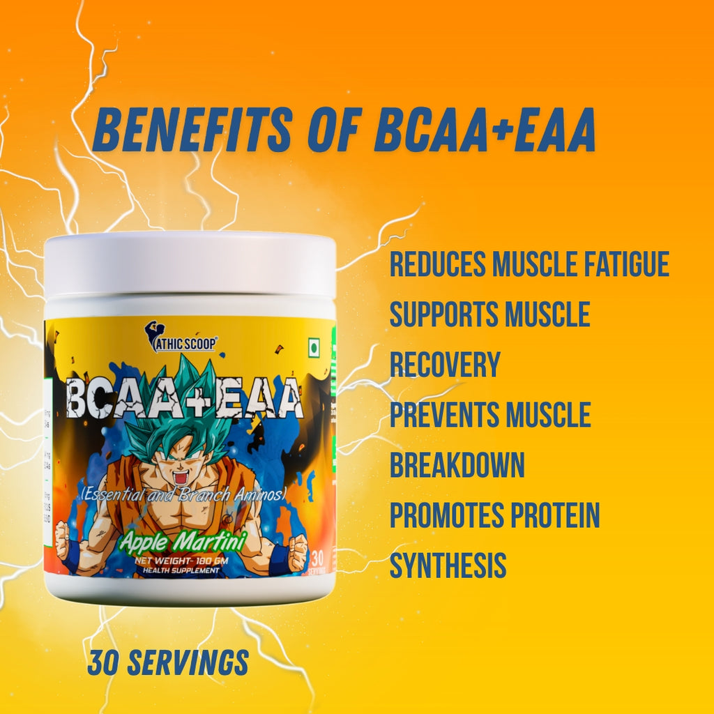 Athic Scoop BCAA + EAA | Apple Martini Flavours | 30 Servings with Free T- Shirt