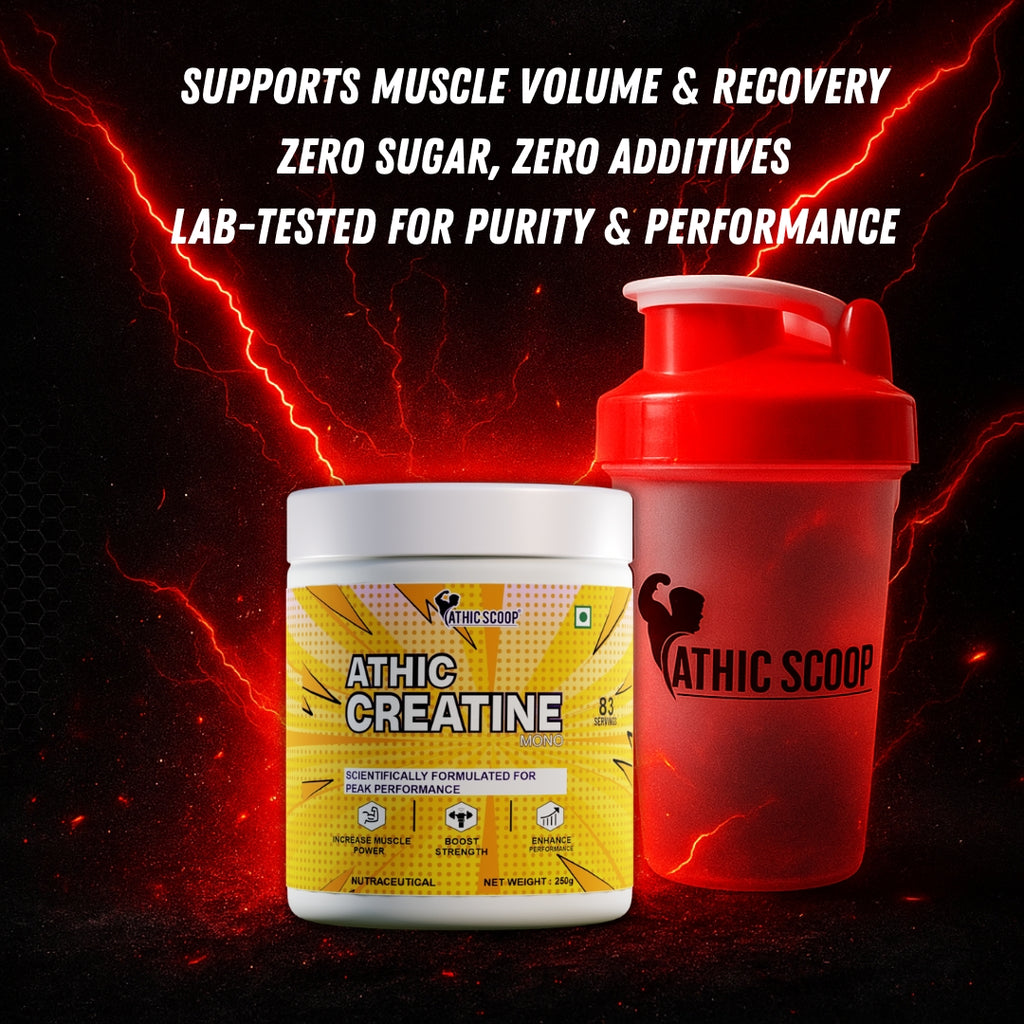 Athic Scoop Creatine Monohydrate | 250g | 83 Servings with Free Shaker