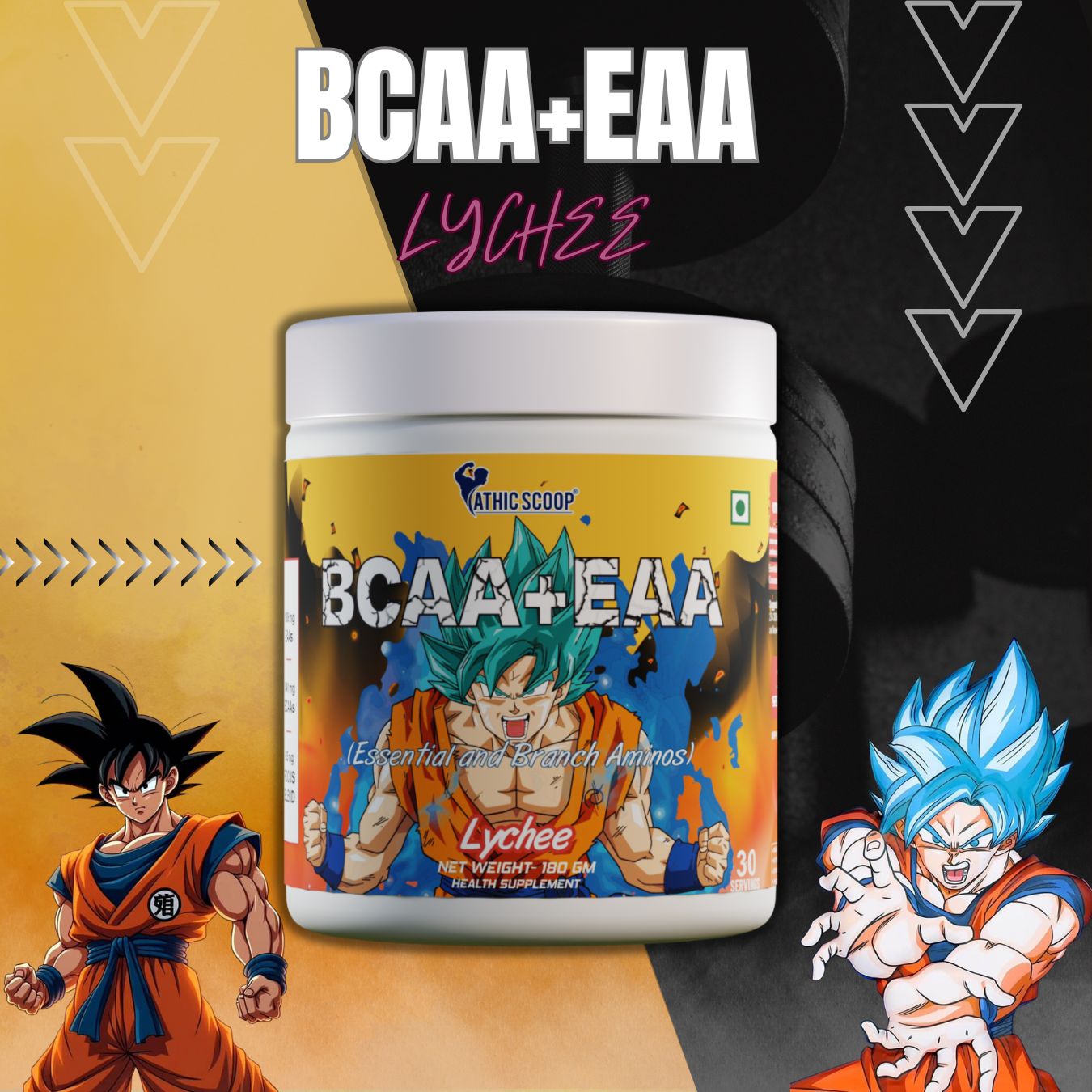 Athic Scoop BCAA + EAA Powder – Lychee Flavor | 30 Servings With Free T - Shirt