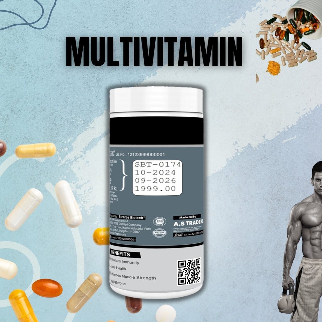 Athic Scoop Multivitamin + Testa Booster | 60 Tablets with Free Shaker