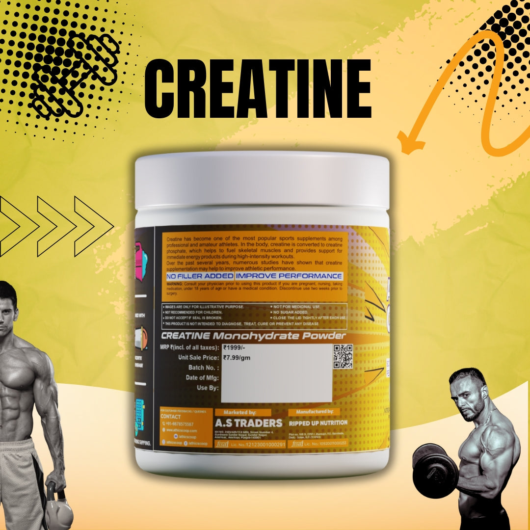 Athic Scoop Creatine Monohydrate | 250g | 83 Servings with Free Shaker